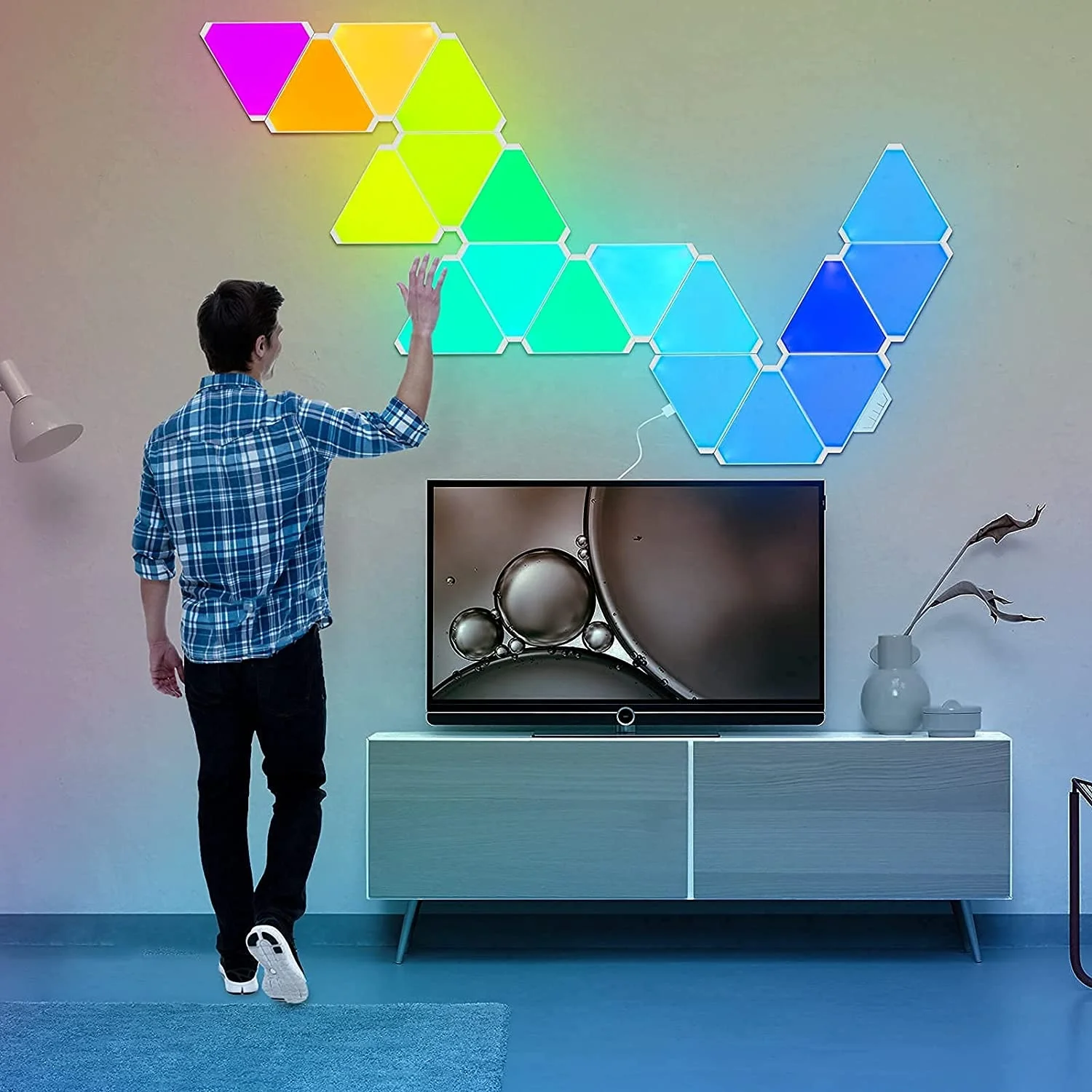 Banqcn Triangle Ambient Panel Light, Remote Controlled Diy Panel Light Modular Smart Wall Night Light