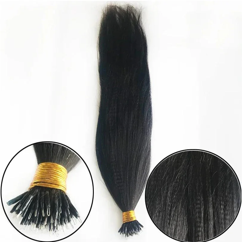 Brazilian Yaki Nano Ring Human Hair Bundles Keratin Capsule Micro Ring Hair Extensions_voghion.com
