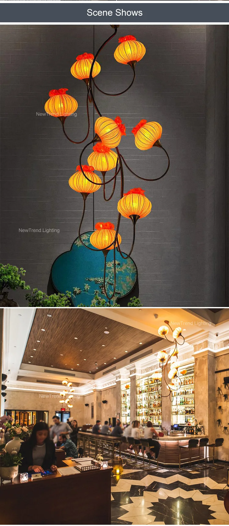 CPL-330 Nature Inspired Indoor Lighting Art Flower Staircase Decoration Branch LED Chandelier Pendant Light supplier
