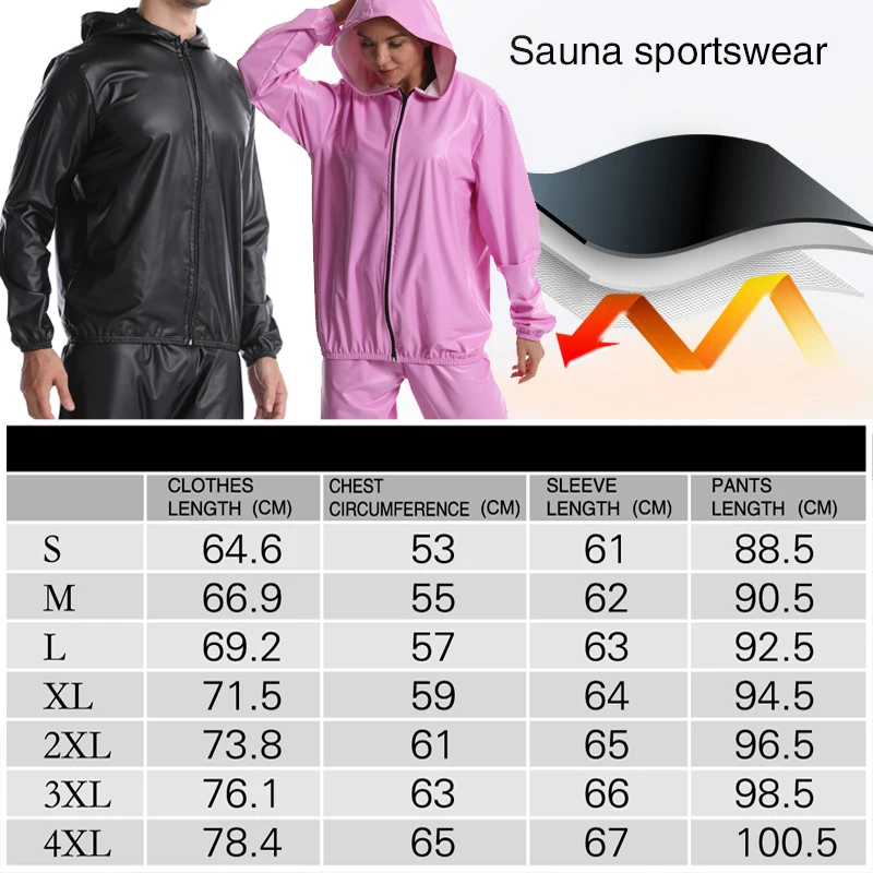 Hot Plus Size Sauna Jacket Suit Weight Loss For Men &women Sweat Long