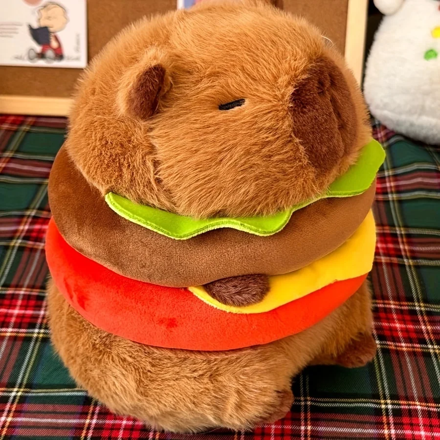 Capybara Kuscheltier Als Hamburger – 20 Cm, Weich, Kuschelig, Niedliches Wasserschwein Plüschtier Für Kinder