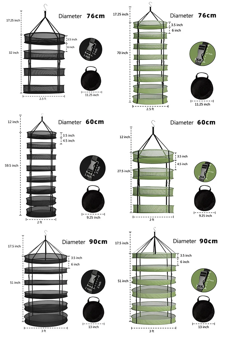 Detchanble Rack 60cm 76cm 90cm Diameter Foldable Detachable Rack Hanging Hydroponics ...