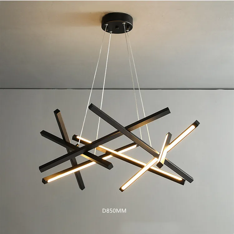 Modern linear black chandelier luxury chandelier lighting living room lighting LED pendant lamp chandelier luxury