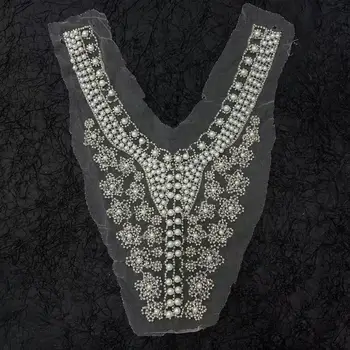 Garment accessory lace collar  Rhinestone applique lace appliques and trimmings