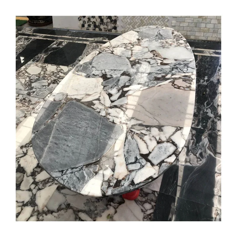 Луксозни домашни овални и кръгли маси – съвременна проста мебел, масичка за кафе от естествен мрамор