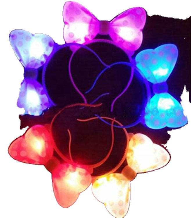 Повязка на голову с Микки и Минни Маус, праздничная светодиодная мигающая лента для волос с мигающим бантом