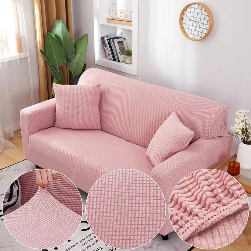 Plaid Jacquard Soft Fabric Pink Sofa Cover For Living Room 1/2/3/4/5 Seats  Seater All-inclusive Elastic Corner Couch Slipcover - Buy Waterproof  Stretch Sofa Cover Plaid Polyester Slipcover For Living Room Home Decor