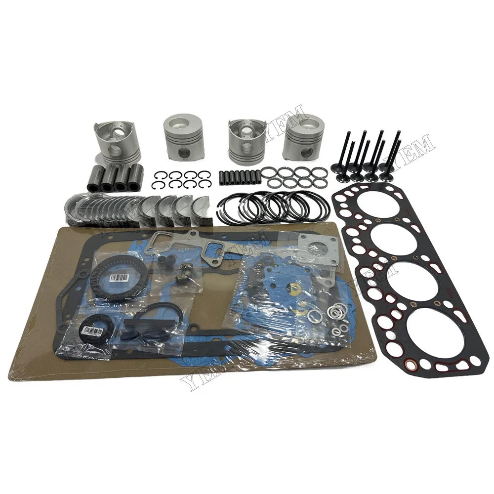 For Mitsubishi K4M Overhaul Rebuild Kit Gasket Kit + Piston Ring + Piston Kit + Crankshaft Connecting Rod Bearing + 8pcs Valves