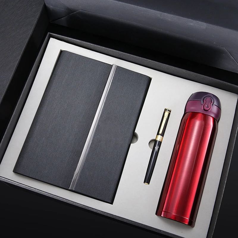 Highend Business Gift Diary Notebook With Thermos Cup And Pen And Usb