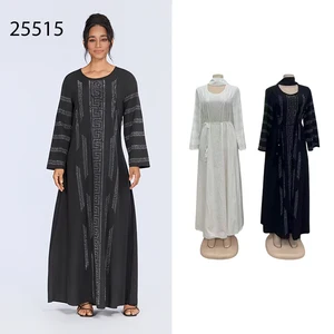Wholesale Spring and Summer Middle East Fashion Rhinestone Elegant Women Long Sleeve Muslim Dress