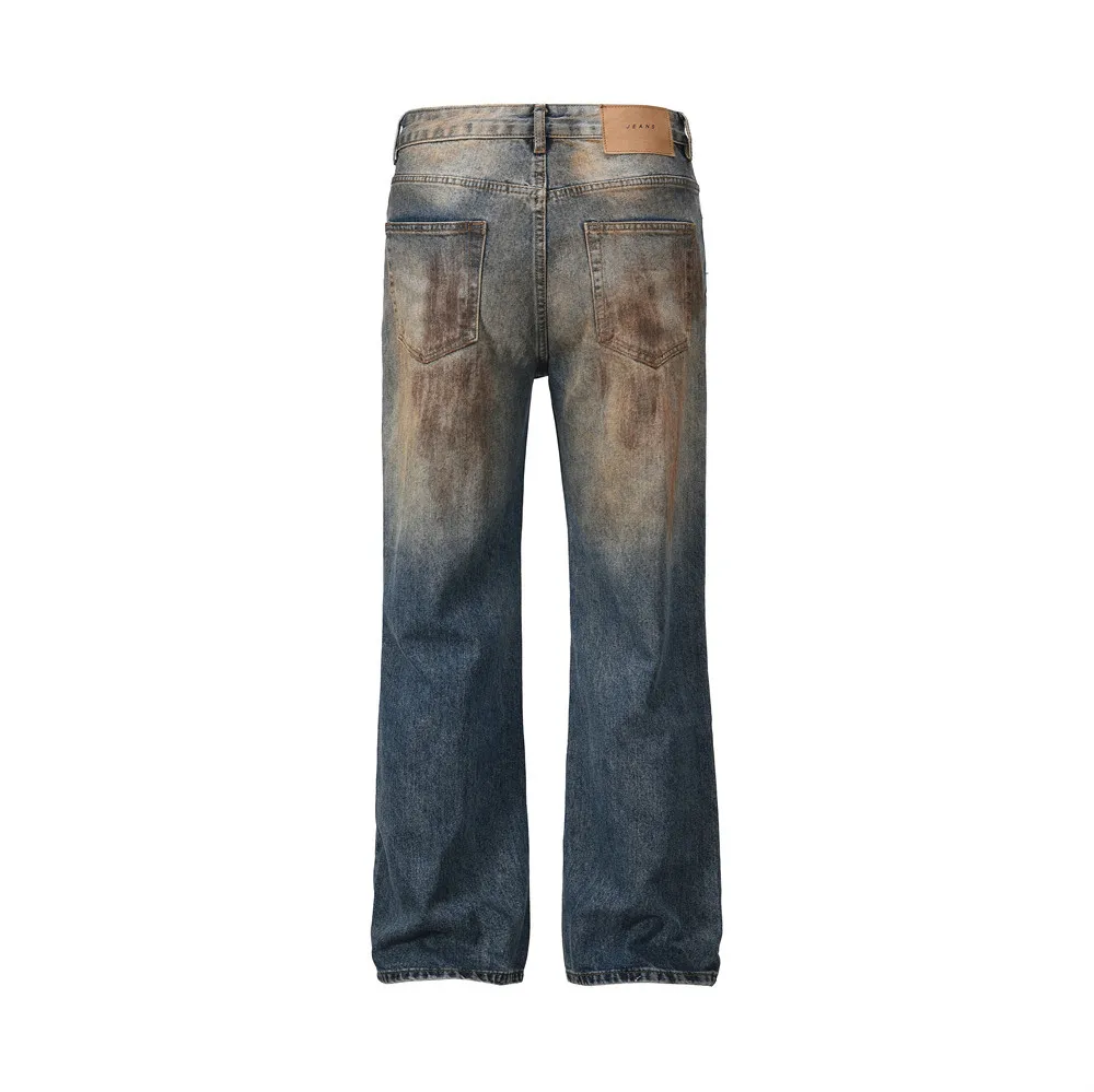 Clothing Manufacturers Punk Ripped Dirty Custom Denim Wide Leg Pants Baggy Jeans Man Men's Jeans Men