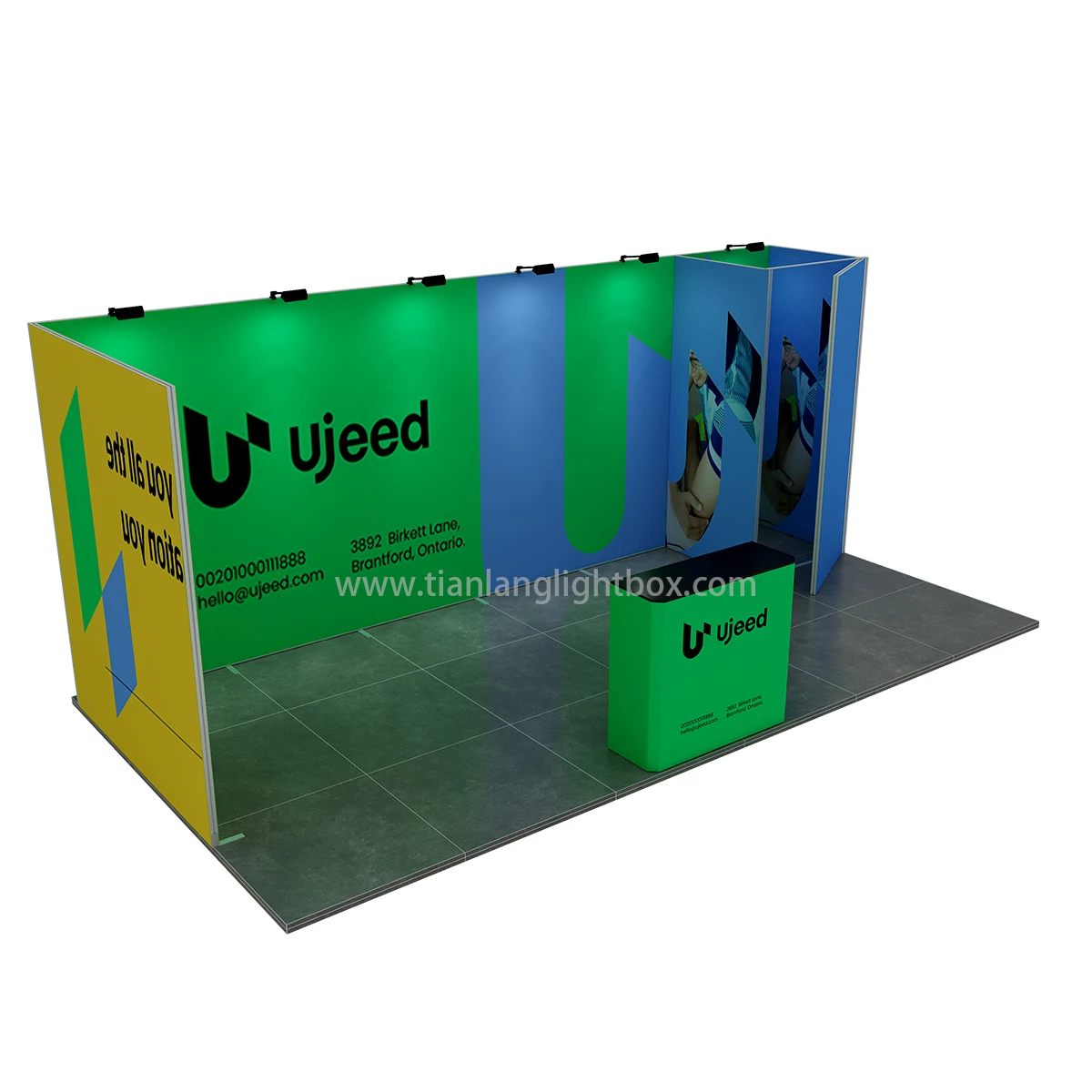 TianLang 10x20 portable trade show stand with toolless modular aluminum frames 3x6 exhibition booth display