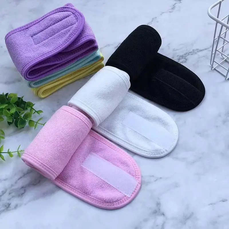 Wholesale Custom Embroidery Logo Washing Face Hair Band Microfiber Headband Makeup Shower Hair Band Spa Headbands