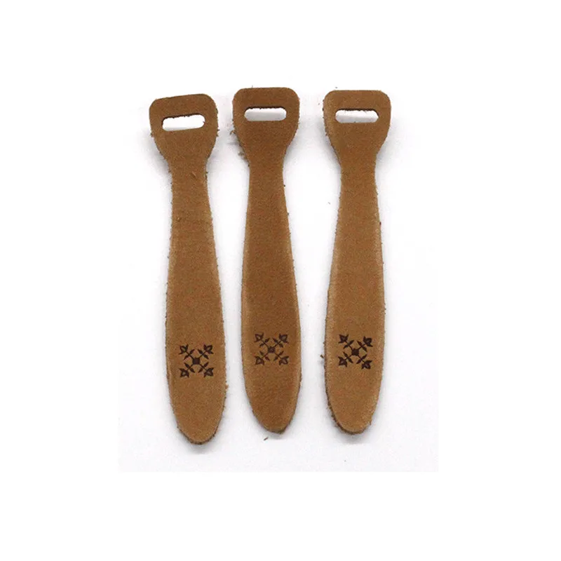 Free Sample Clothing Custom Embossed Logo Leather Zipper Pulls Wholesale Garment Accessories Genuine Leather Zipper Puller