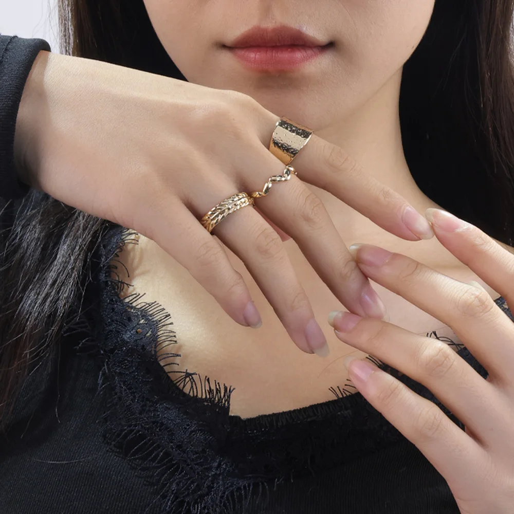 2026 Gold Plated  Ring Jewelry Women AccessoriesSimple Opening Ring Fashion Simple Niche High-end Jewelry Set