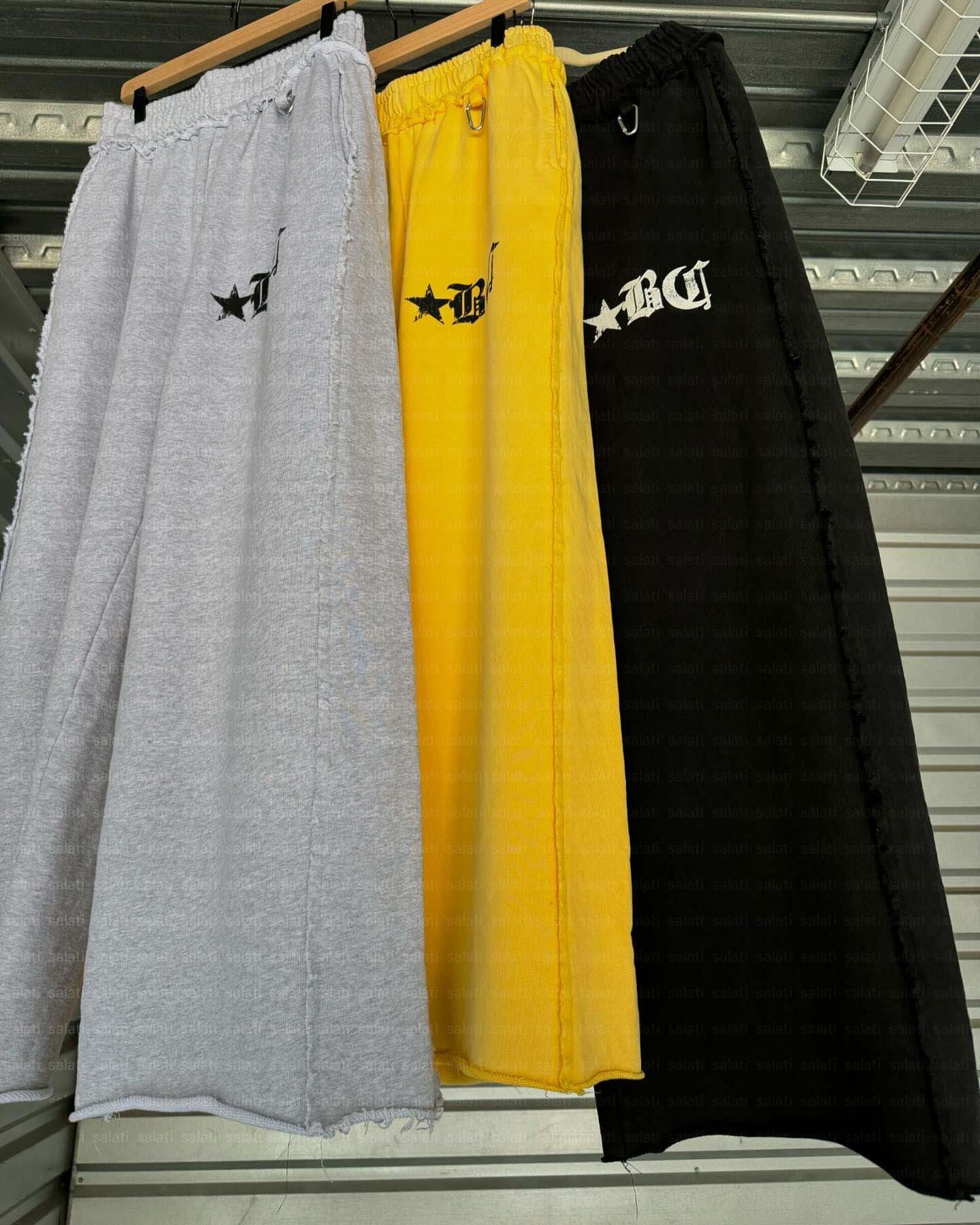 Custom Trackpants Vintage Heavyweight Cotton French Terry Oversized Raw Hem Flare Distressed Trousers Baggy Track Sweatpants Men gallery 7