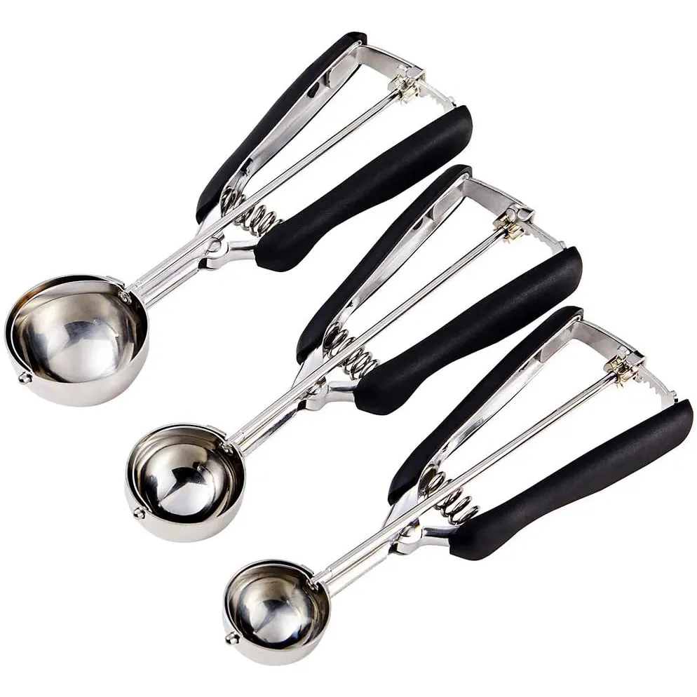 3 Size Ice Cream Scoop Trigger Metal Cookie Spoon Melon Baller Stainless  Steel Dough Spoon Scooper