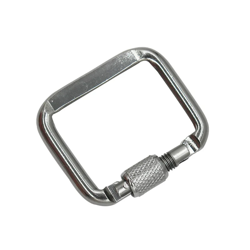 Custom keychain clip hook screw gate locking key holder spring snap aluminum square shaped carabiner