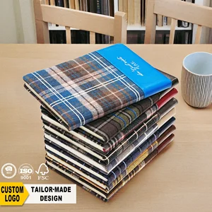 Campus Stationery Plaid Pu Leather A6 A5 Notebook Customize Logo Printing  Hard Cover Tartan Fabric Office Planner Journal