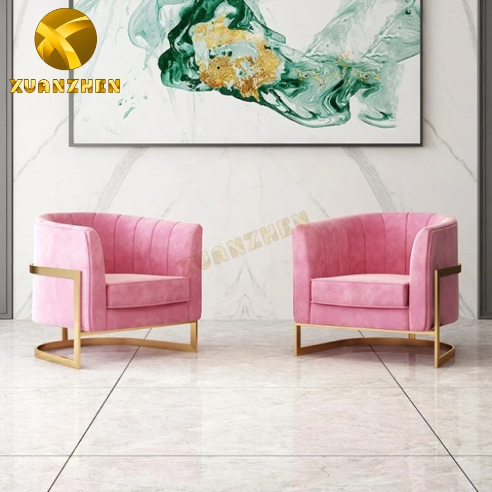 Home Furniture Velvet Curved Sofa Modern Sofa Set Living Room Fabric Single  Sofa for Sale SF004