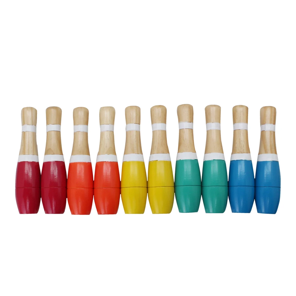 Wooden Bowling Set 10pc Lawn Bowling And Skittle Ball Games Outdoor