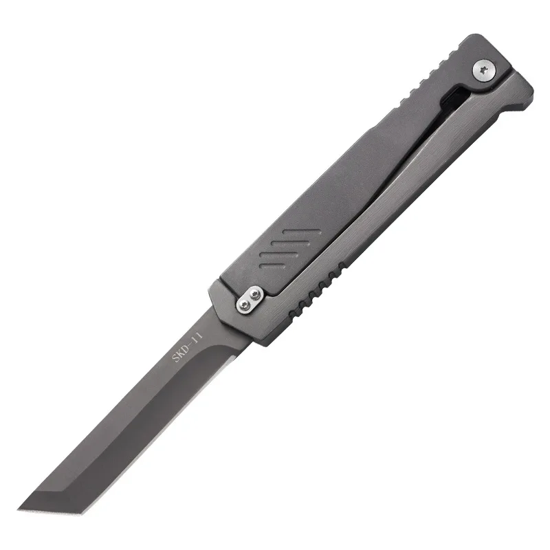 2024 Arrival SKD-11 Steel Blade Folding Knife Retractable Knife with Steel Handle Tanto Blade Titanium Coated Knife