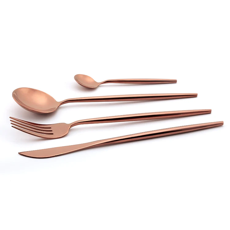Royal Luxury Fork knife And Spoon Set Stainless Steel Cutlery Flatware Retro Vintage Rose Gold Cutlery Set For Hotel Wedding