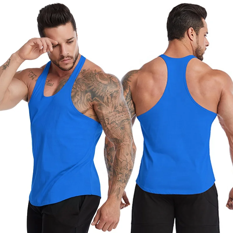 Custom Logo Summer Comfy Soft Organic Cotton Running Men Tank Top Bulk Gym Vest Sleeveless T