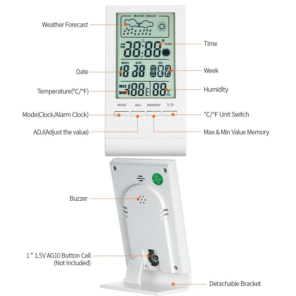 Multifunctional Digital Display Indoor Temperature and Humidity Gauge Meter Thermometer Hygrometer