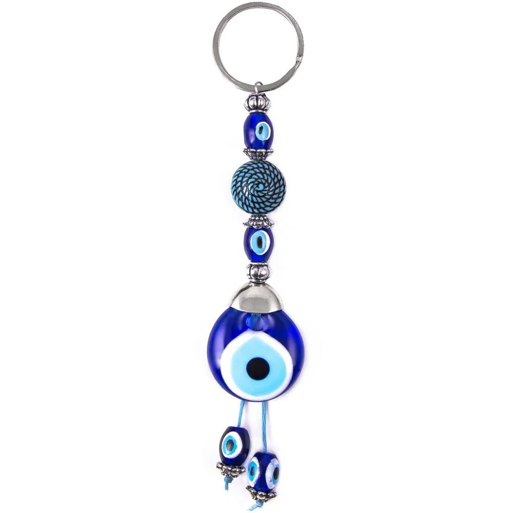 Бирюзовый Круглый Брелок для ключей ручной работы из стекла с бисером сглаза Сделано в