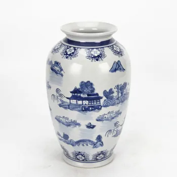 V070 classical Chinese blue and white porcelain vase ceramic table vase decorative