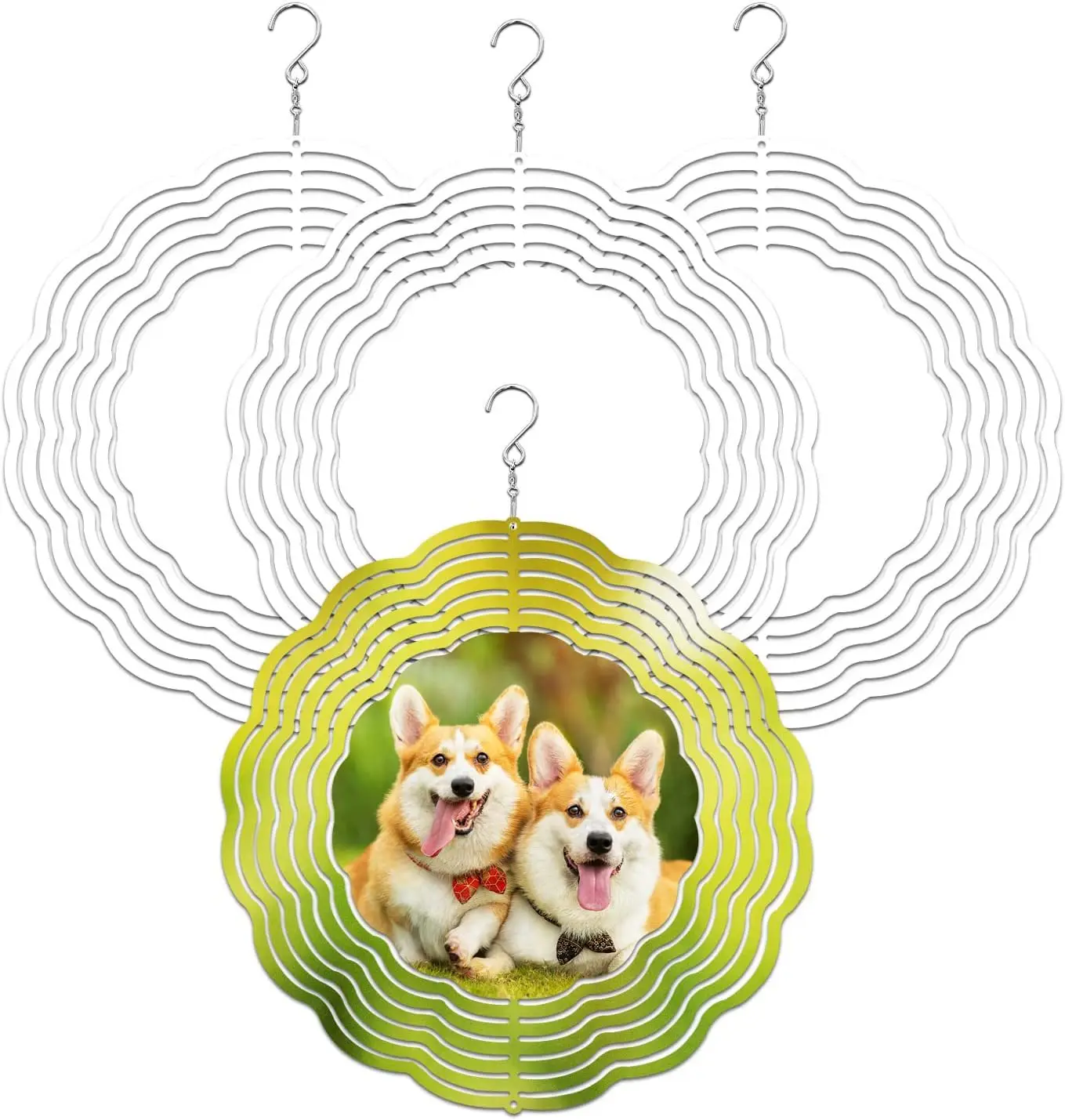 Новинка, лидер продаж, DIY, печать с индивидуальным логотипом, анти-птичьи колокольчики, сублимационные пустые садовые Спиннеры DH985