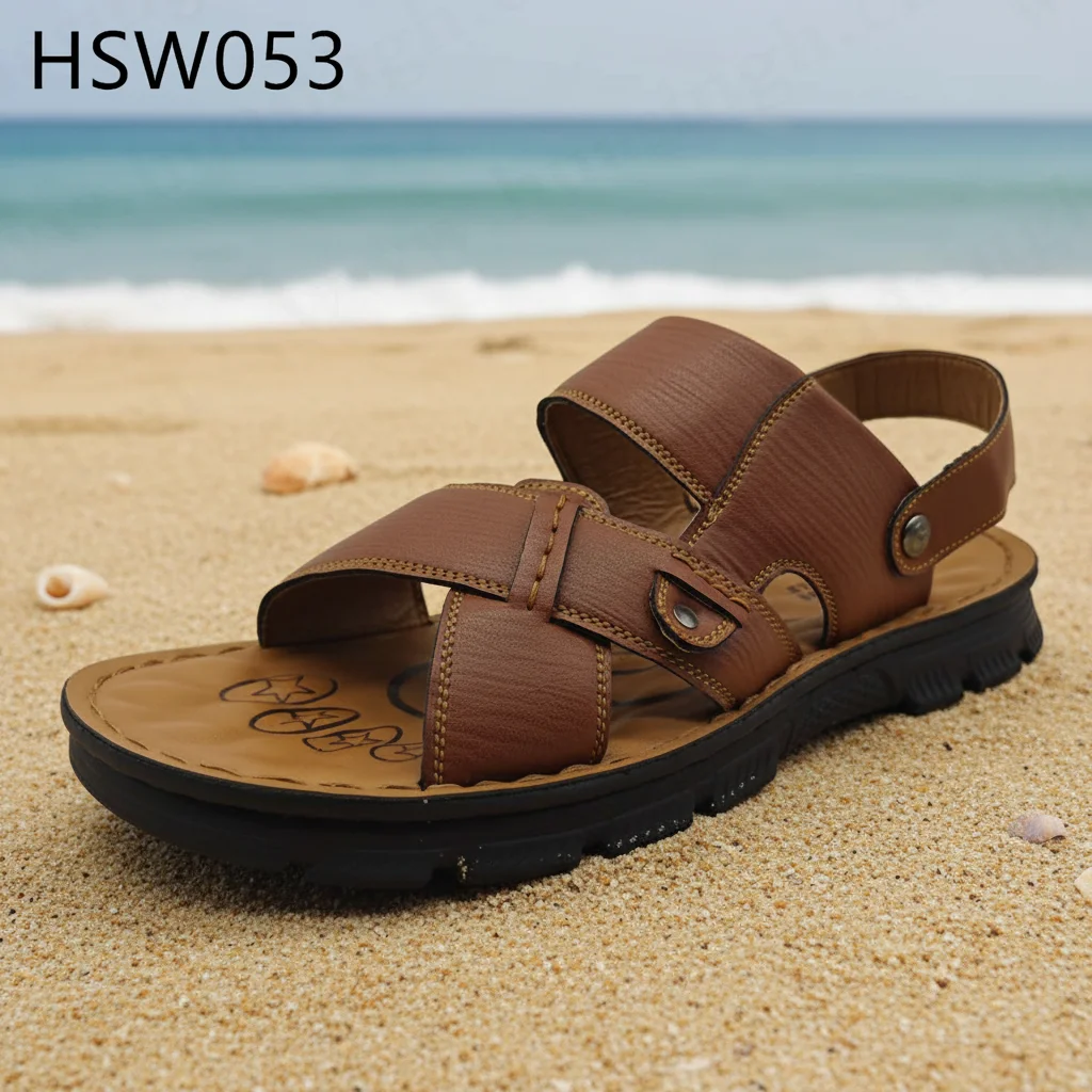 ZYF,Island Vacation Peep-toe Extended Size Brown Beach Open-Footwear Foot Massage Quick Drying Men Gladiator Sandals HSW053