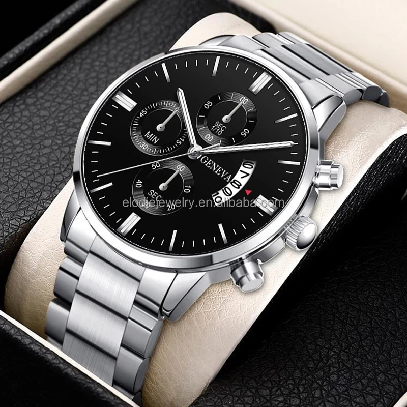Reloj Hombre Fashion Men Stainless Steel Watch Luxury Calendar Quartz ...