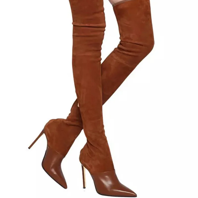 Womens Boots Dark Brown Thigh High Boots Ladies Winter Boots