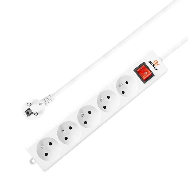 High Grade 2m Extension Cord USB 5 Outlet French Extension Power Socket