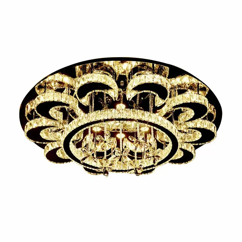 Luxury Modern Designer Custom Fancy Black Round Ceiling Led K9 Crystal Chandelier Lamp Lights