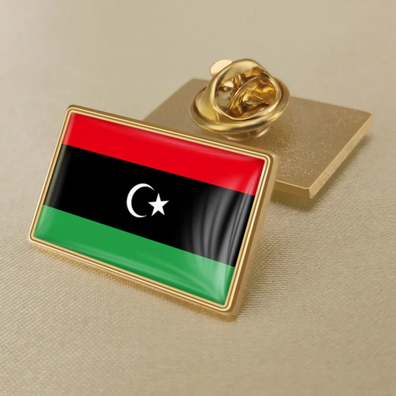 High Quality Flag of Libya Crystal Gel Drop Badge Brooch Flag Badges of All Countries in the World