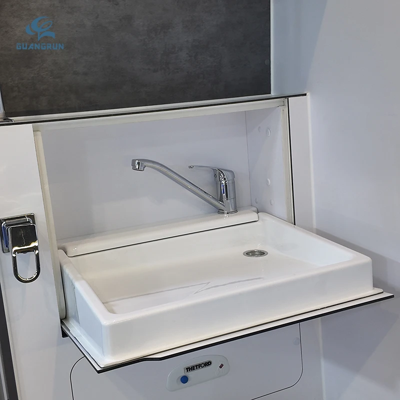 Faltbares Acryl-waschbecken Mit Wasserhahn Und Spiegel,Kompaktes Camper-badezimmerbecken Für Wohnmobile Und Reiseanhänger