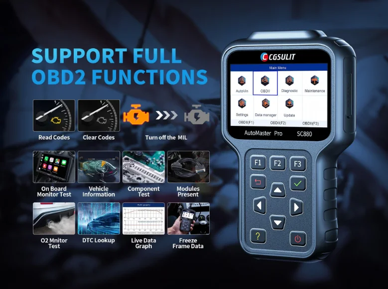 CGSULIT SC880 Auto Diagnostic Tool Scanner Full Function OBD2 Code Reader Scanner for All Cars