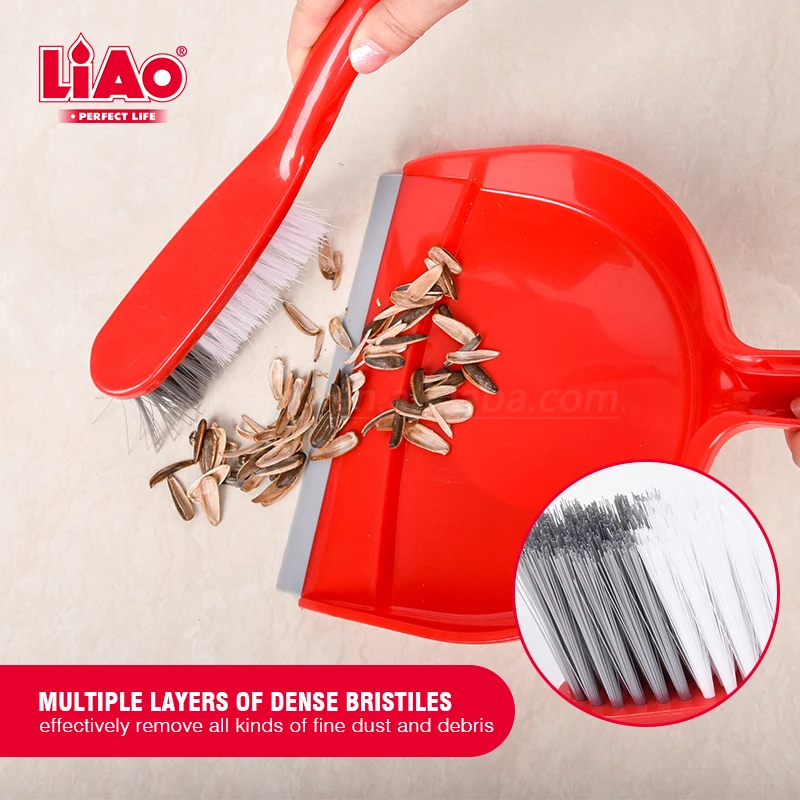 LiAo 4 Pack Table Dustpan and Sweeping Brush Set with Long Bristle Desk Brooms Scrub Brush and Dish Brushes