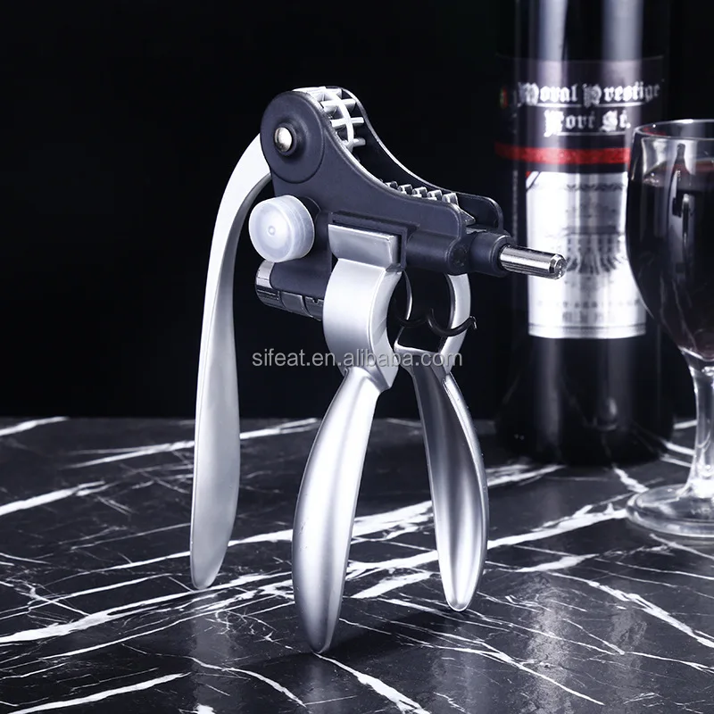 Leather Box Vertical Lever Corkscrew Bottle Openers Wine Tool Set Rabbit Wine Opener Set with Foil Cutter Wine Pourer Stopper
