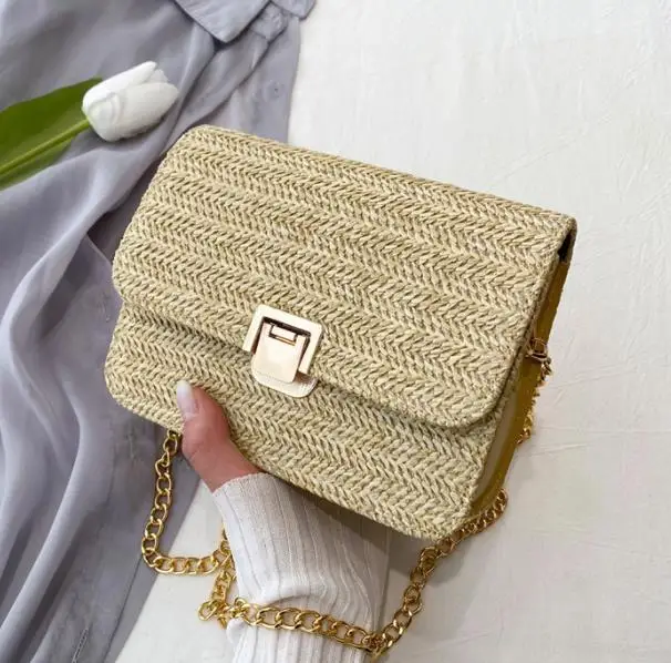 Borsa a tracolla a catena quadrata piccola intrecciata Casual moda