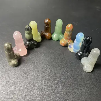 Wholesale natural cheap crystal mini man penis mix material crystals healing dildos stones for pendant
