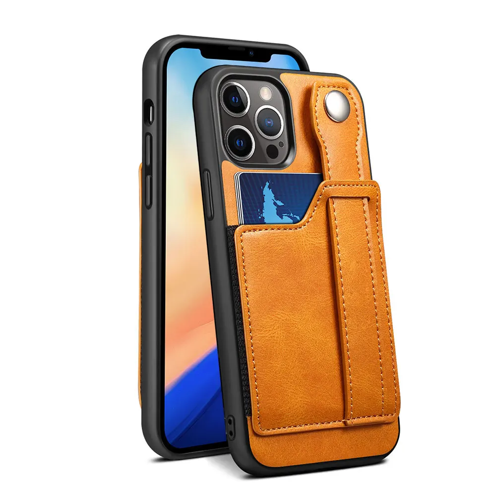 Wrist Strap Bracket Case For Iphone 15 14 13 12 11 7 Xr Xs Max Pro Plus Simple Business Card Holder Luxury Phone Sjk470 Laudtec details