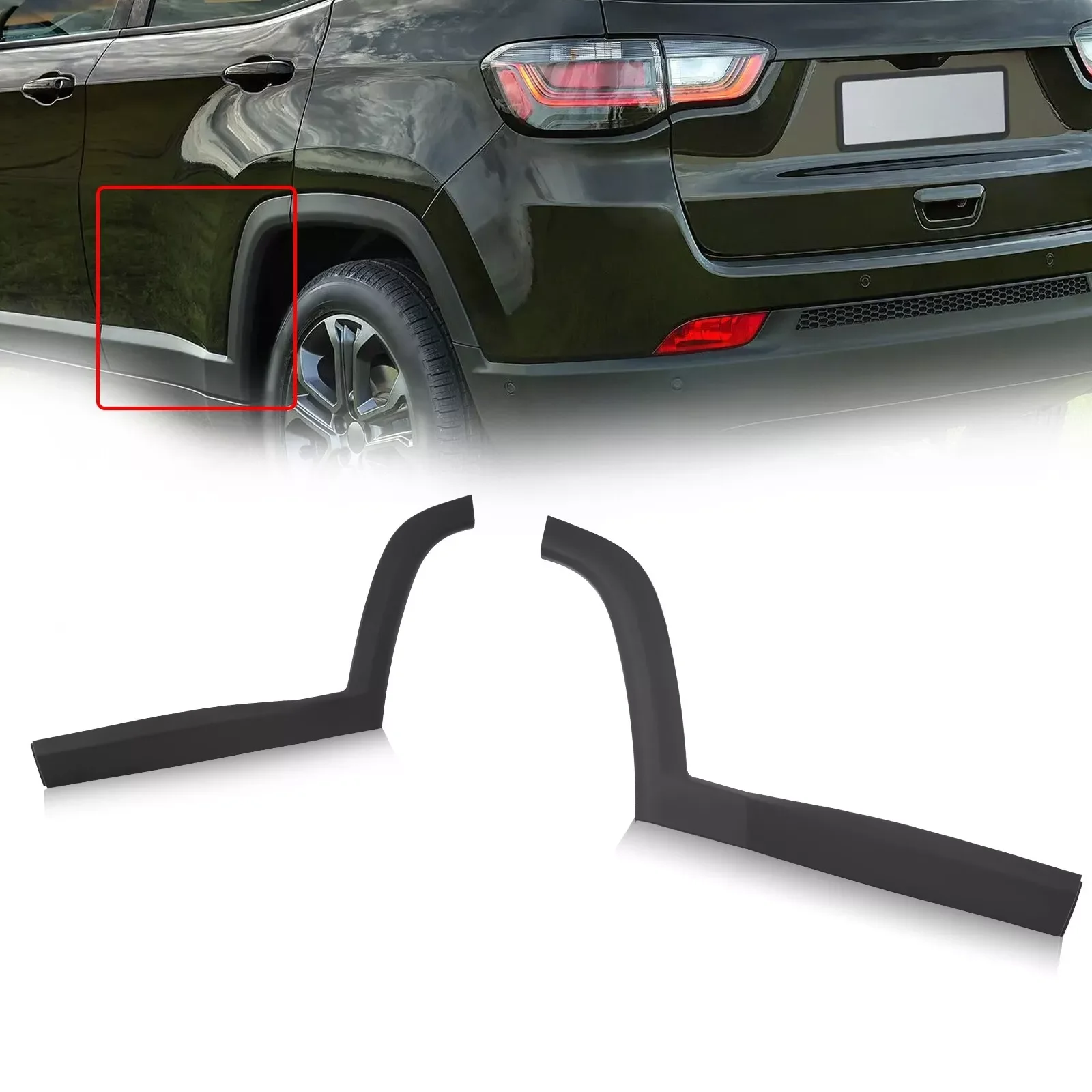 Car body spare parts wholesale front rear wheel fender arch left right door molding for Jeep compass 2017-2021 5UP27RXFAB