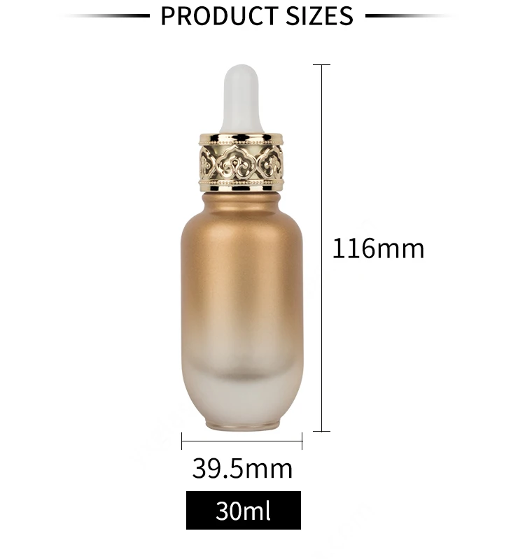 Luxury cosmetic packaging 1oz 30ml glass serum oil dropper bottle details