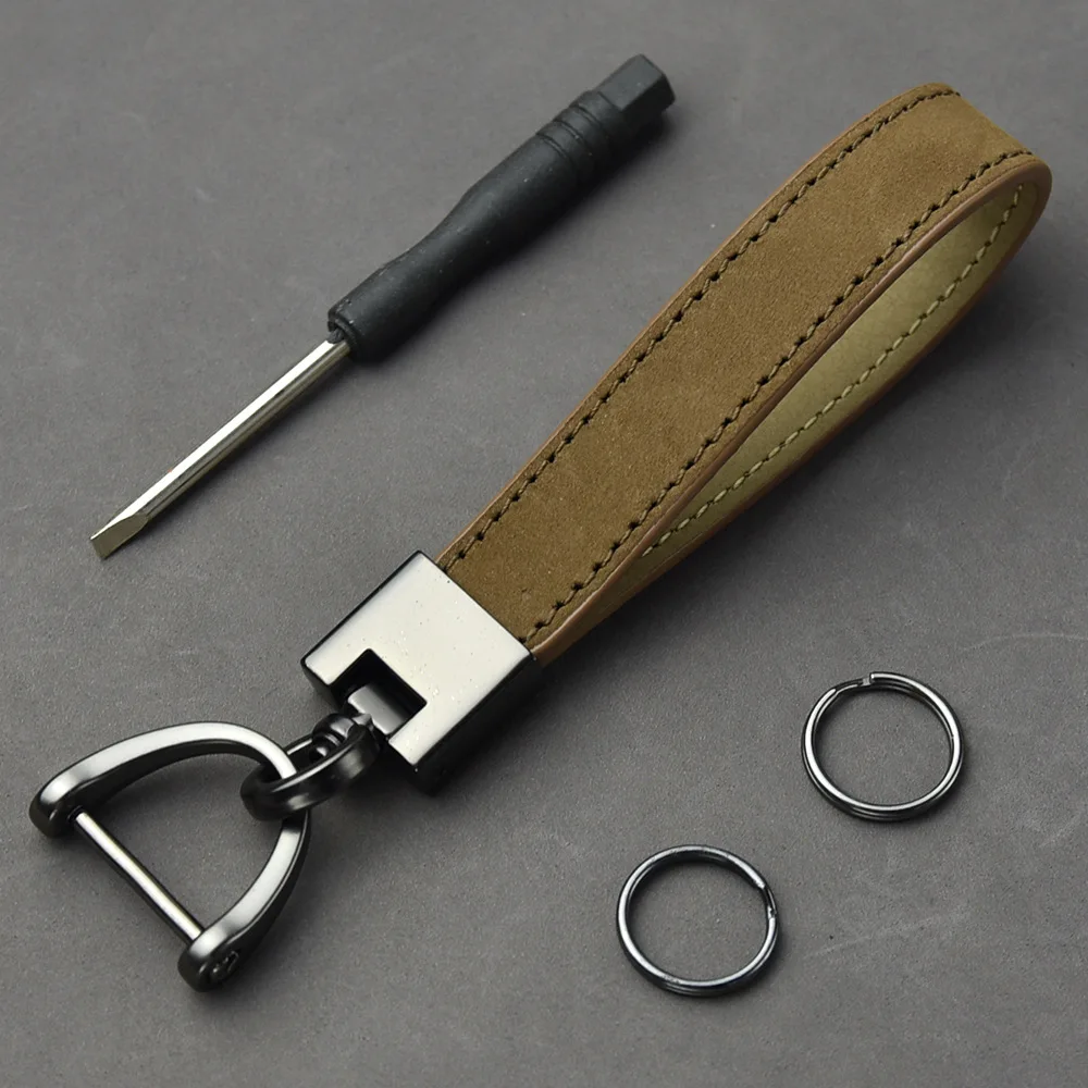 Car Key Holder Key Rings Keychain Hand Leather Horseshoe Buckle