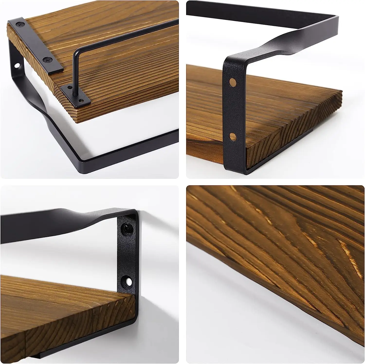 Wall Shelf Floating Shelves Wood Grain Shelves For Kitchen (dark Brown