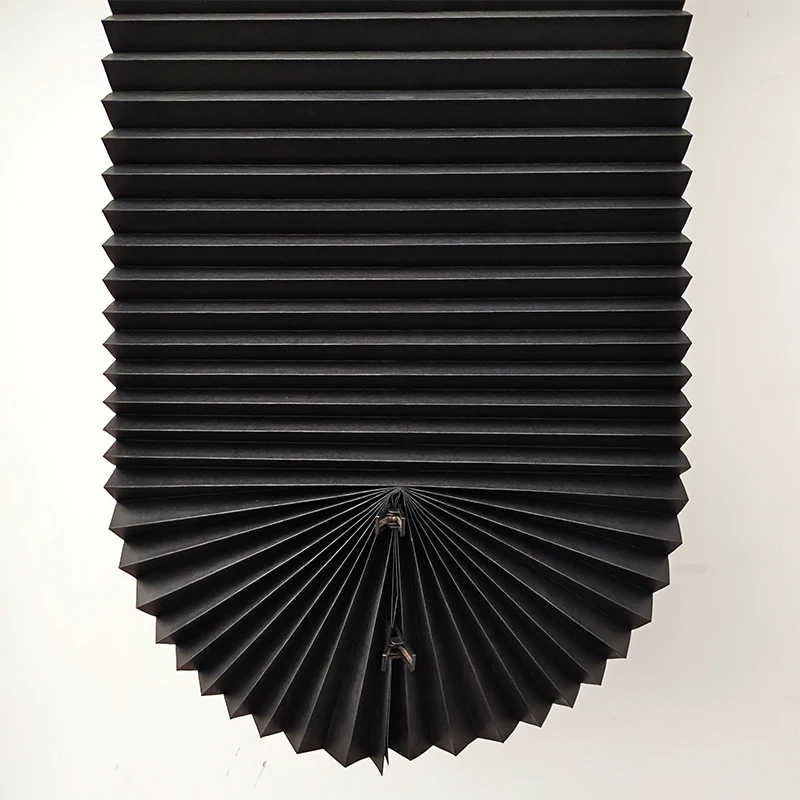 product black paper pleated shade cordless self adhesive window blind no drill custom size privacy home living room oem-2